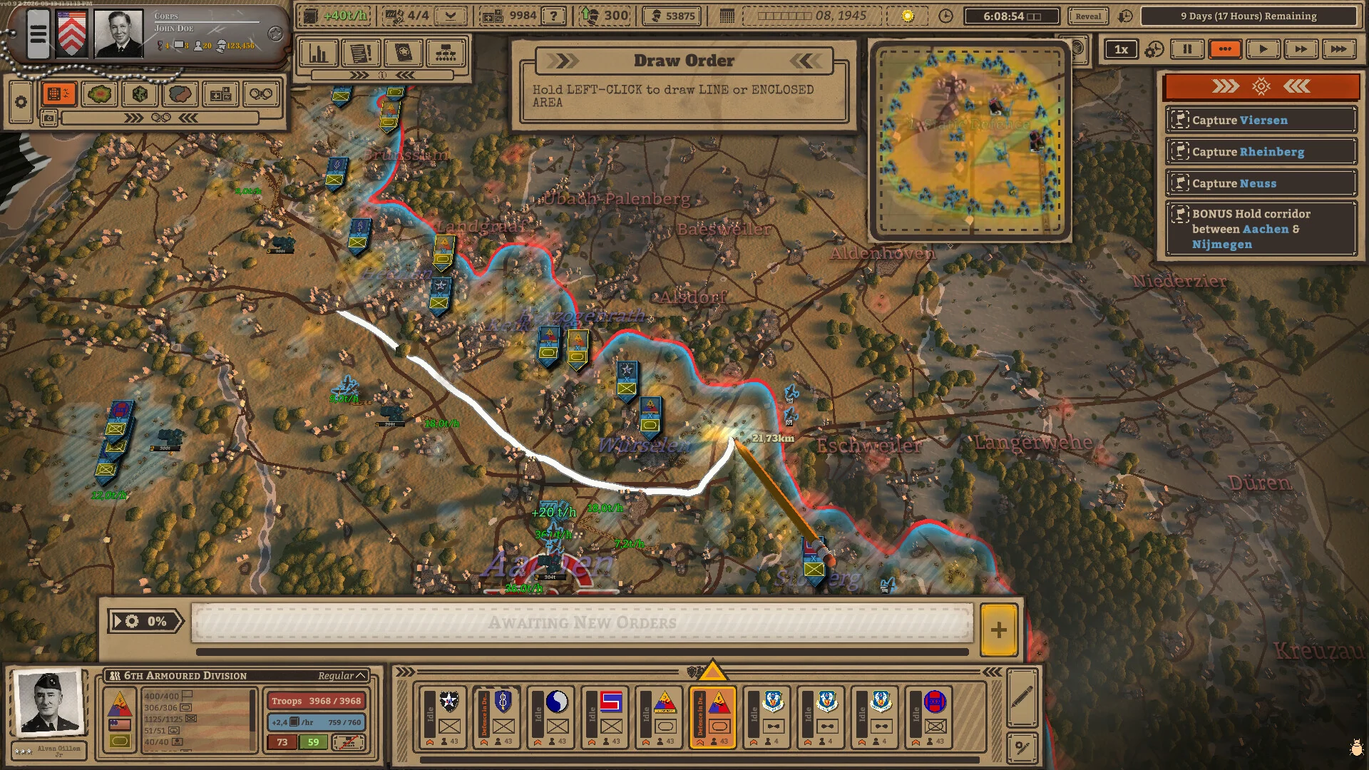 Battleplan battlefield map with drawn operational orders